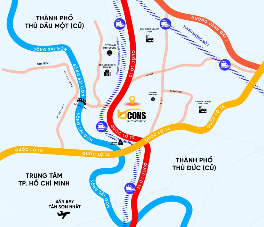 VỊ trí dự án Bcons NewSky