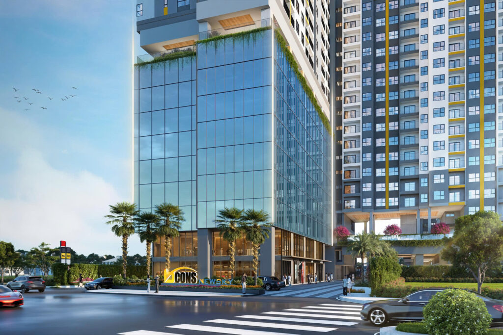 Cổng dự án Bcons NewSky QL13 - Tháp văn phòng