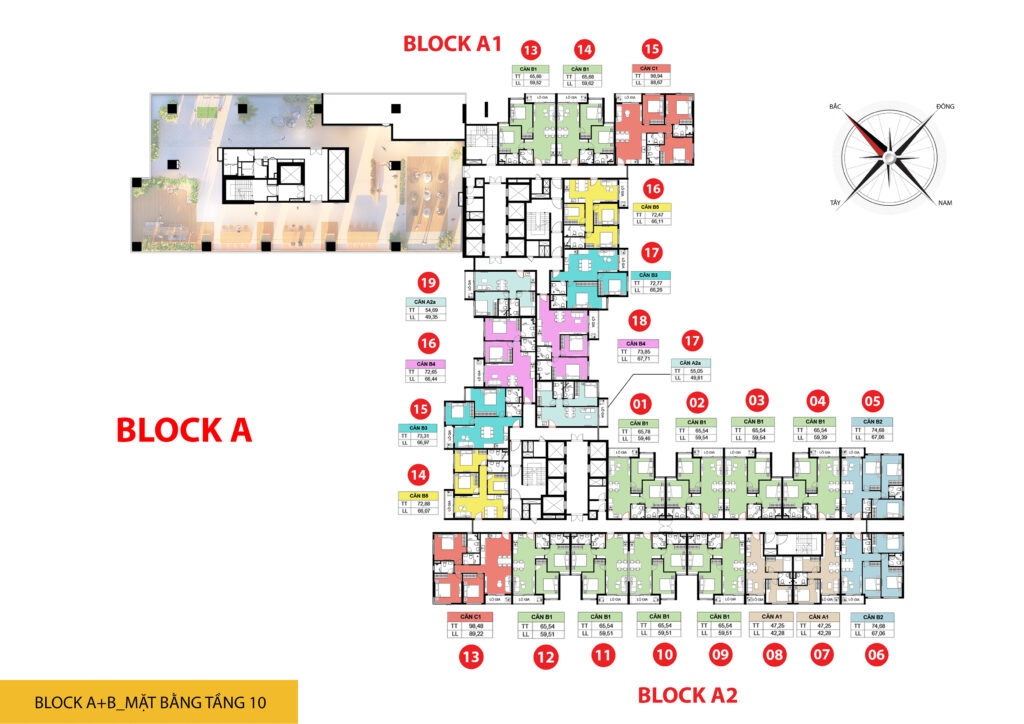 Mặt bằng tầng 10 sân vườn lock A dự án Bcons NewSky