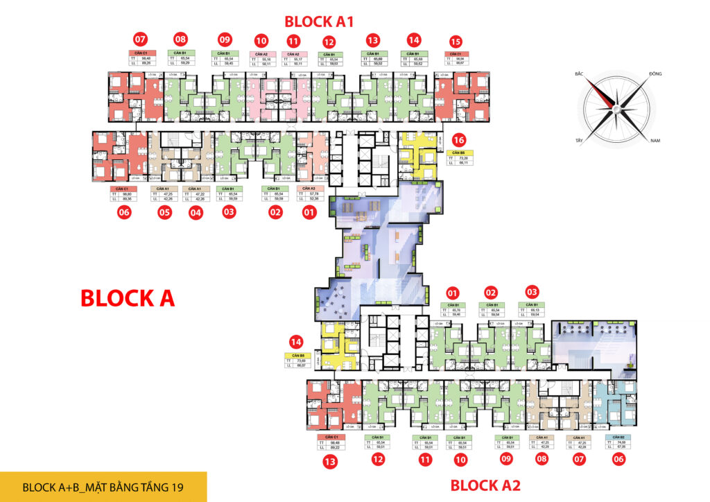 Mặt bằng tầng 19 sân vườn lock A dự án Bcons NewSky