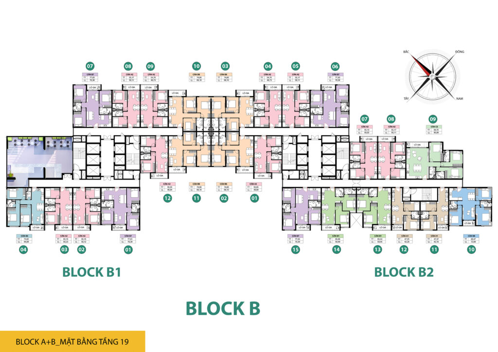 Mặt bằng tầng 19 sân vườn Lock B dự án Bcons NewSky